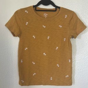 J. Crew “Knit Goods” Embroidered Tee - burnt orange/ white
